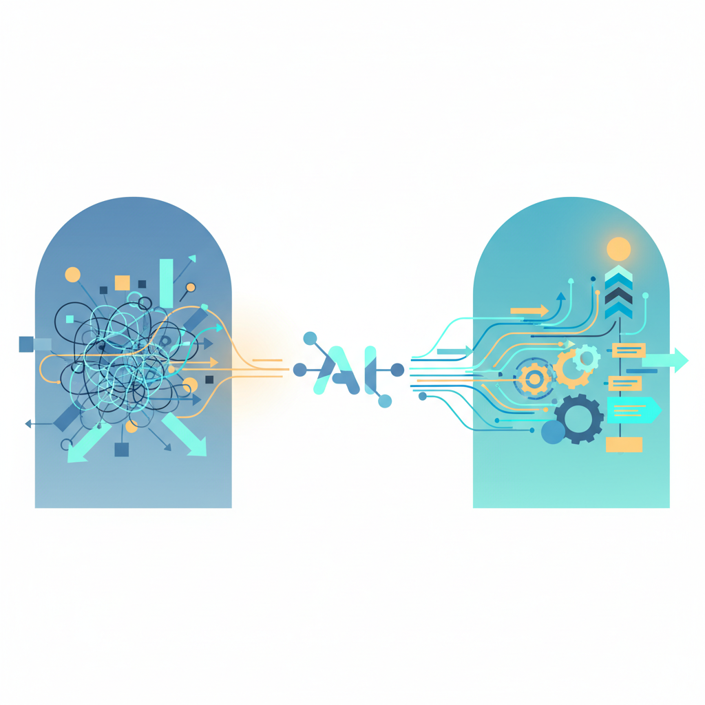 Illustration: Før og Efter: Praktiske eksempler på AI-optimerede workflows